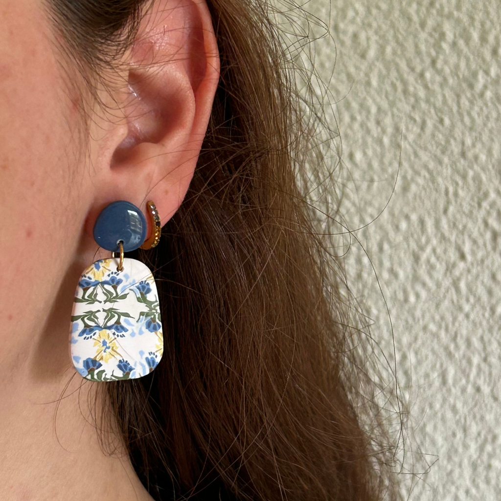 Pendientes Clio - estampado flor Mediterránea