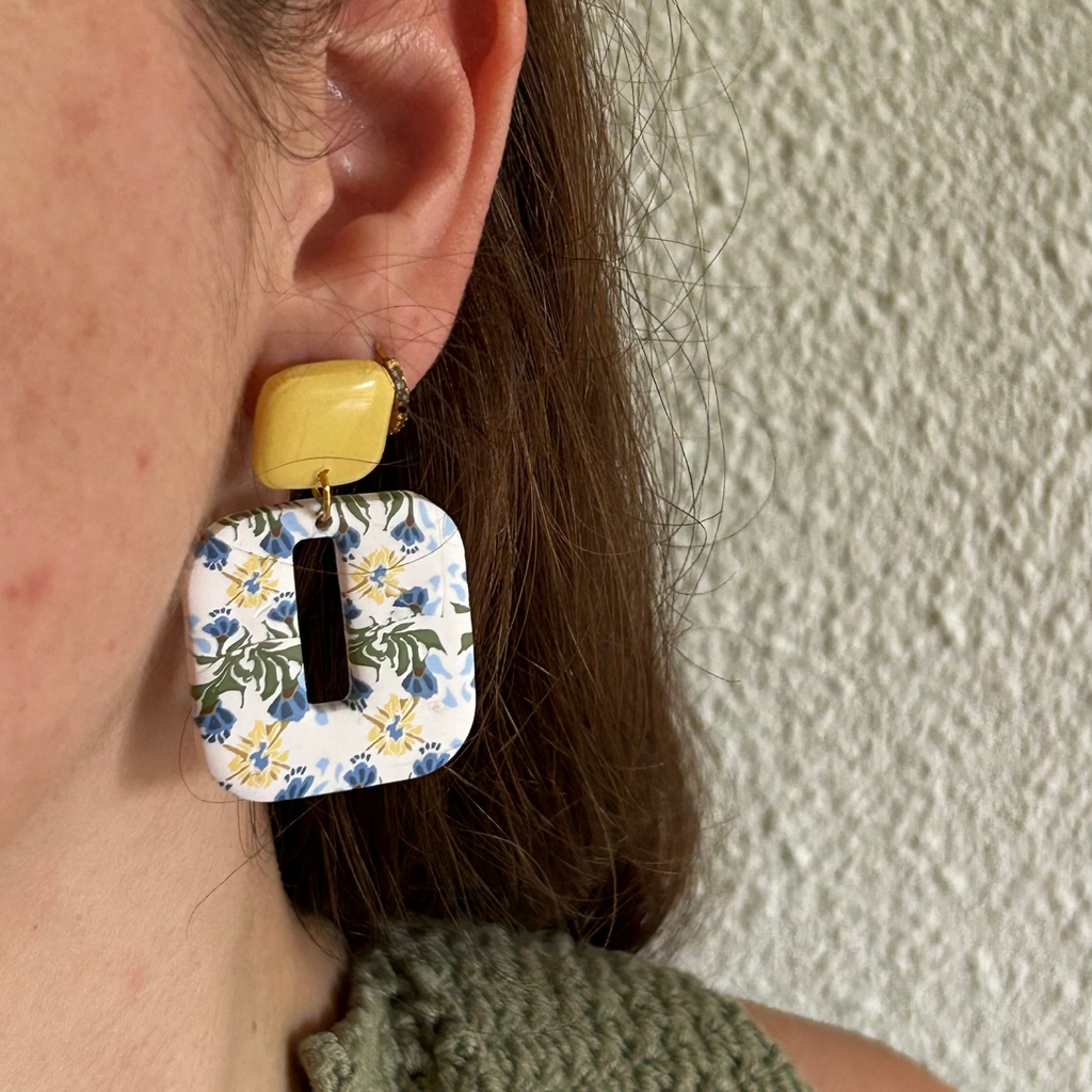 Pendientes Harmonia - estampado flor mediterránea