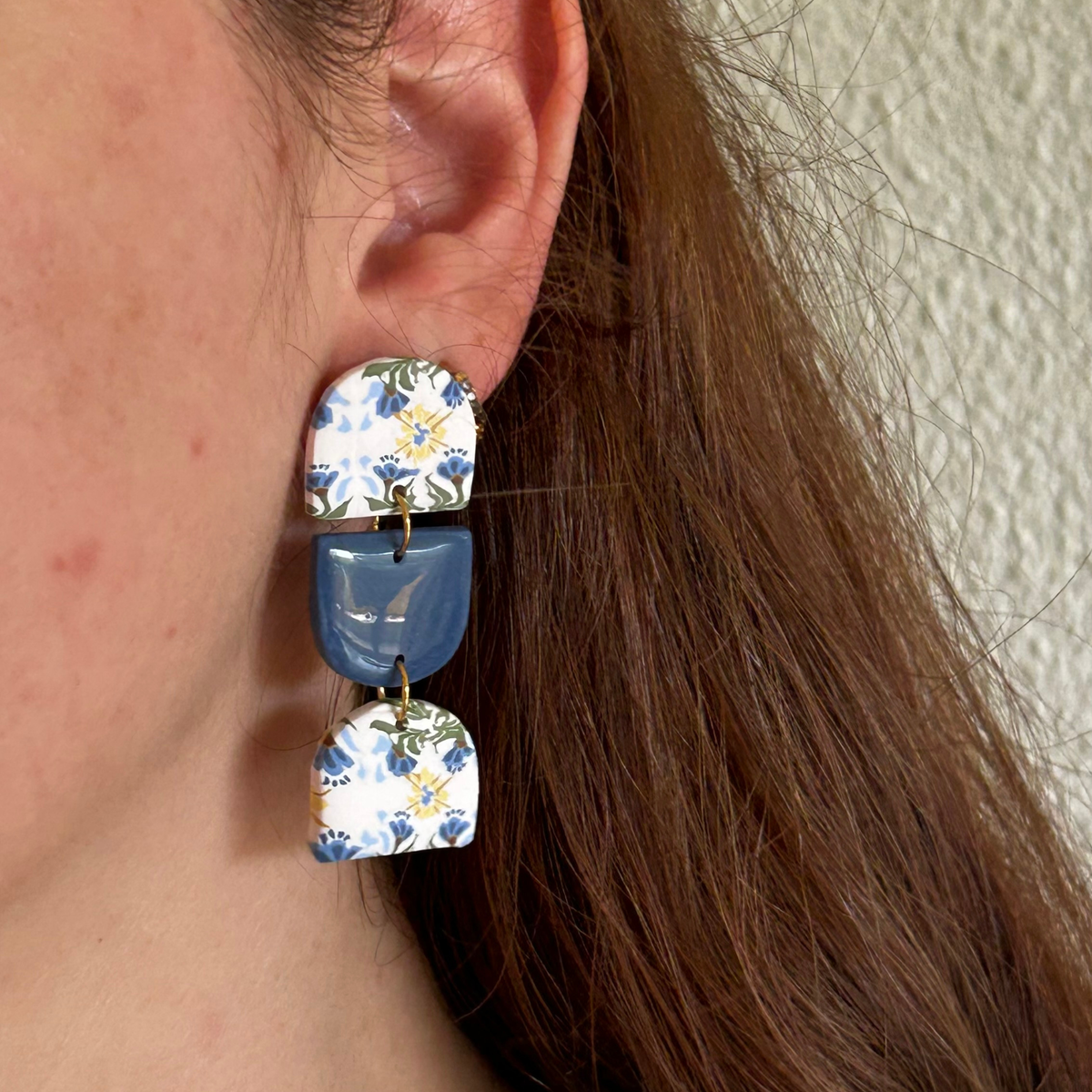Pendientes Selene - estampado flor mediterránea