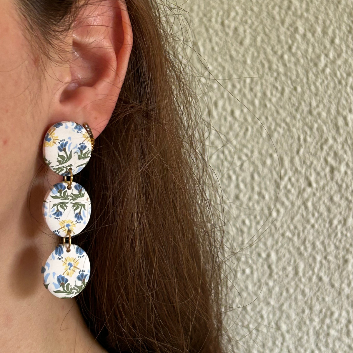 Pendientes Dionisio - estampado flor mediterránea