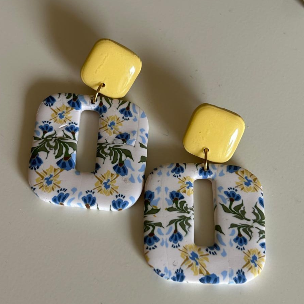 Pendientes Harmonia - estampado flor mediterránea