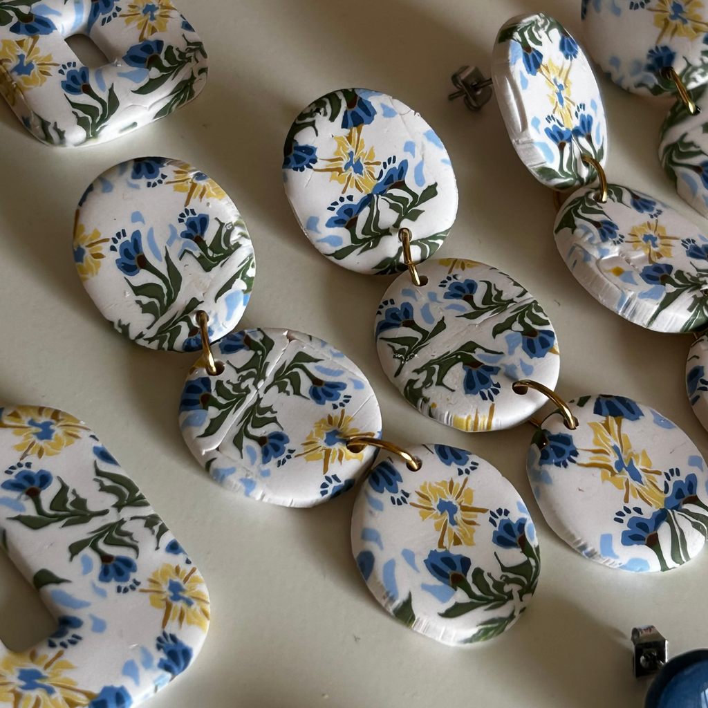 Pendientes Dionisio - estampado flor mediterránea