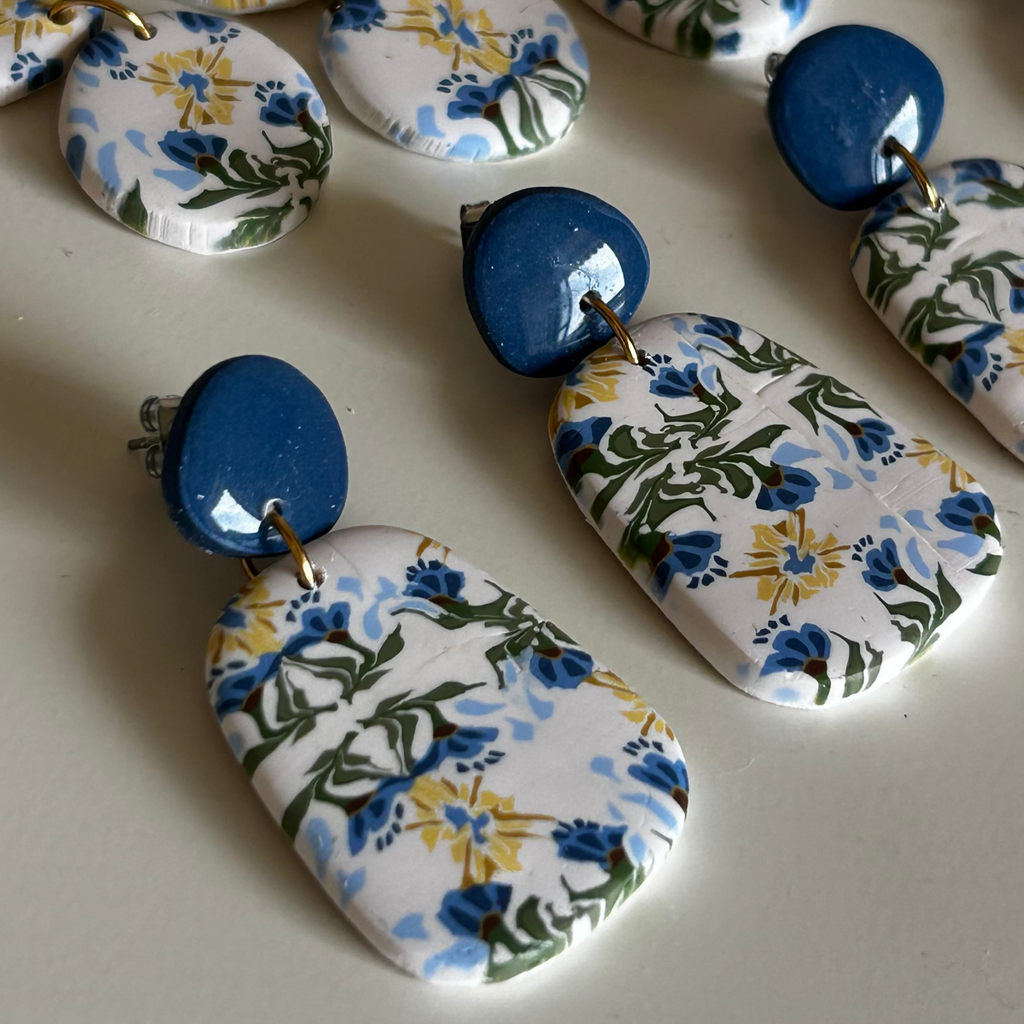 Pendientes Clio - estampado flor Mediterránea