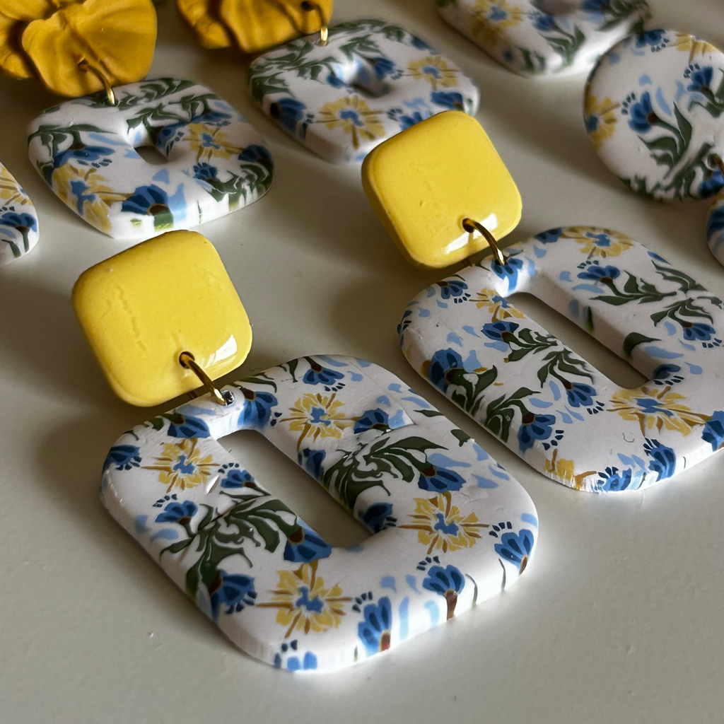 Pendientes Harmonia - estampado flor mediterránea