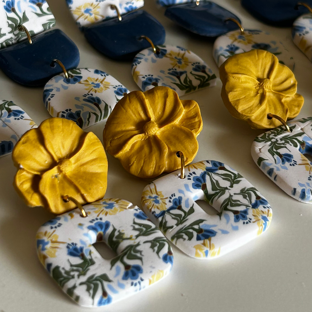 Pendientes Flora - estampado flor mediterránea