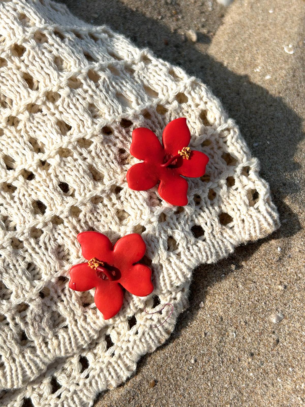Pendientes Hibiscus naranja