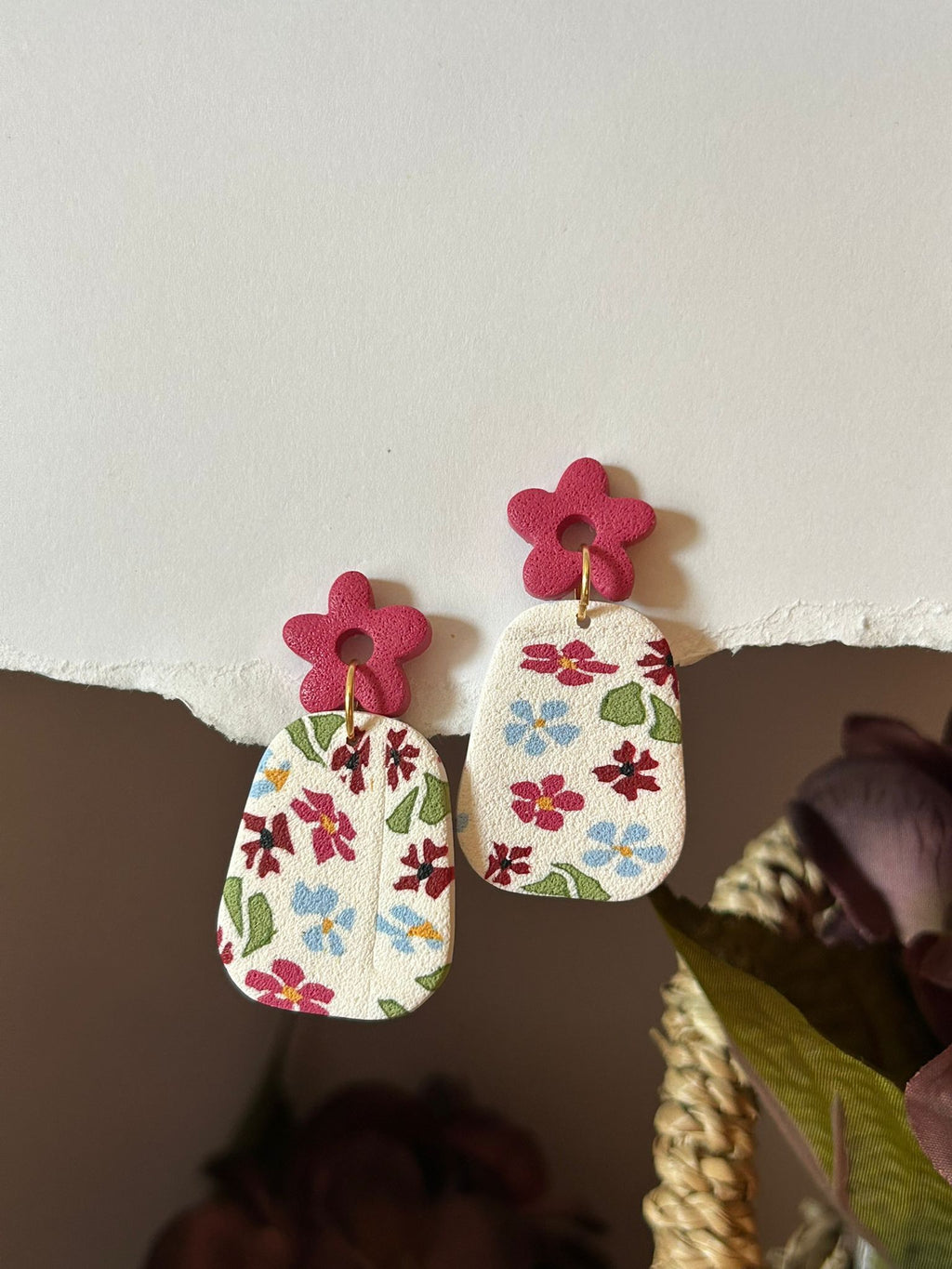 Pendientes Clio- estampado floral