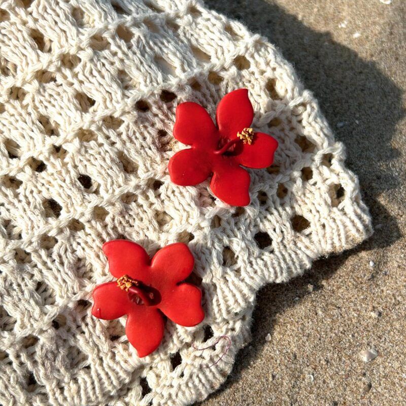 Pendientes Hibiscus naranja