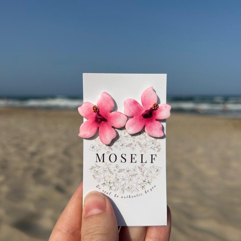 Pendientes Hibiscus blanco