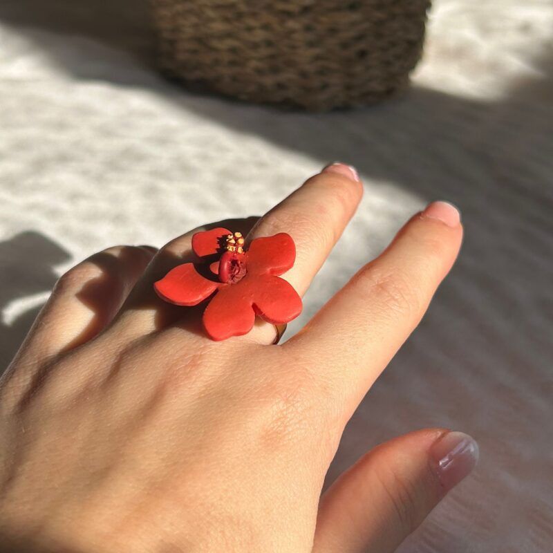 Anillo Hibiscus naranja