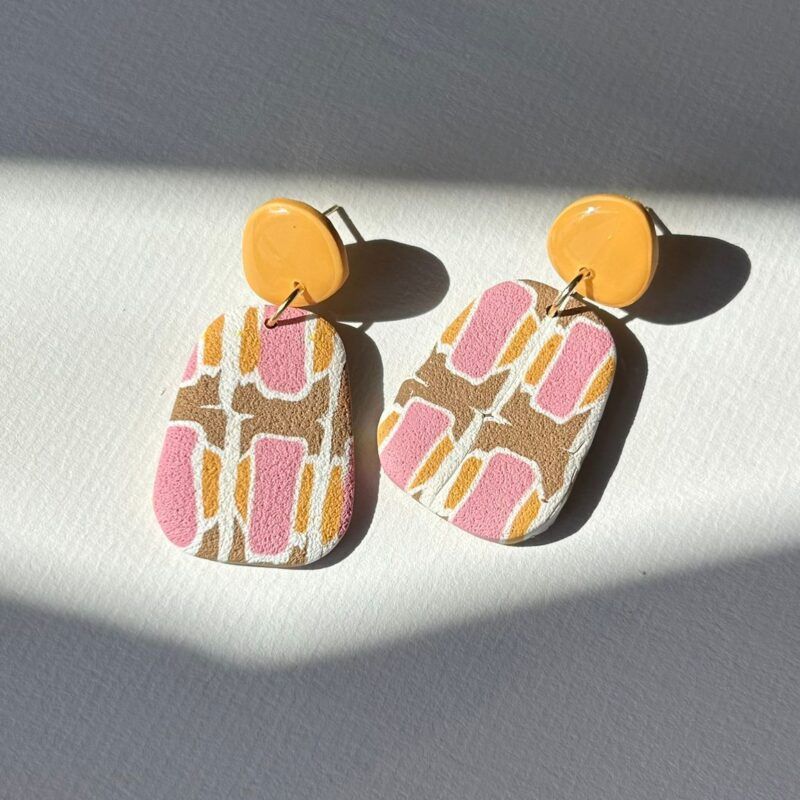 Pendientes Clio - azulejos rosas
