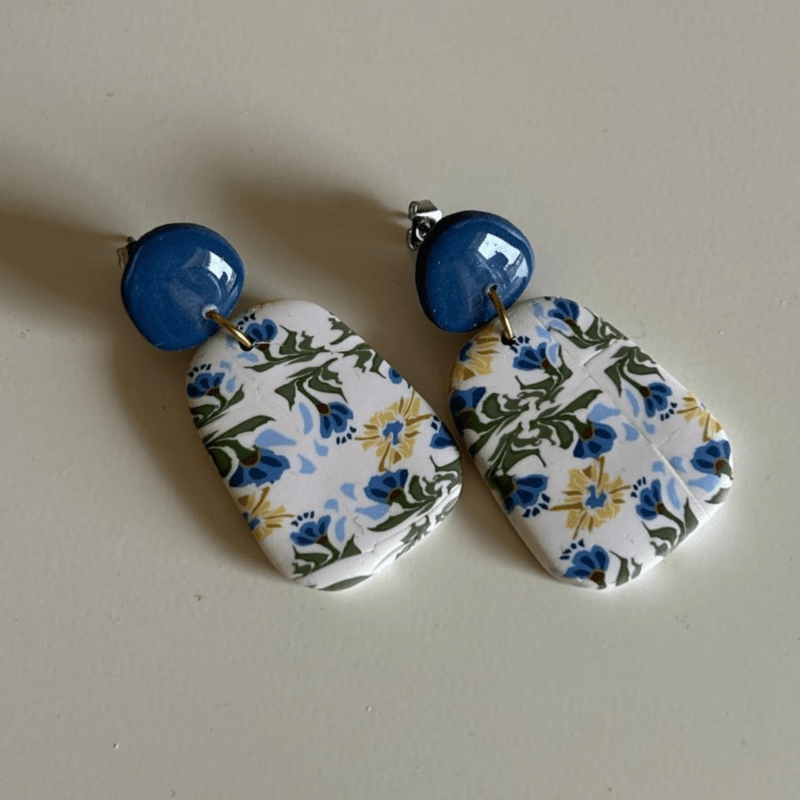 Pendientes Clio - estampado flor Mediterránea