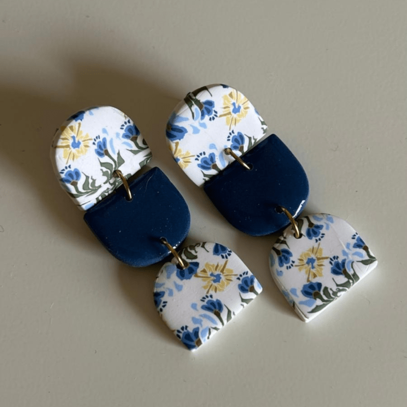 Pendientes Selene - estampado flor mediterránea