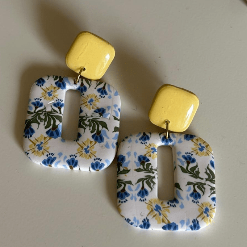 Pendientes Harmonia - estampado flor mediterránea