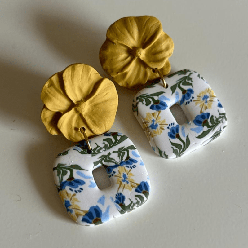 Pendientes Flora - estampado flor mediterránea