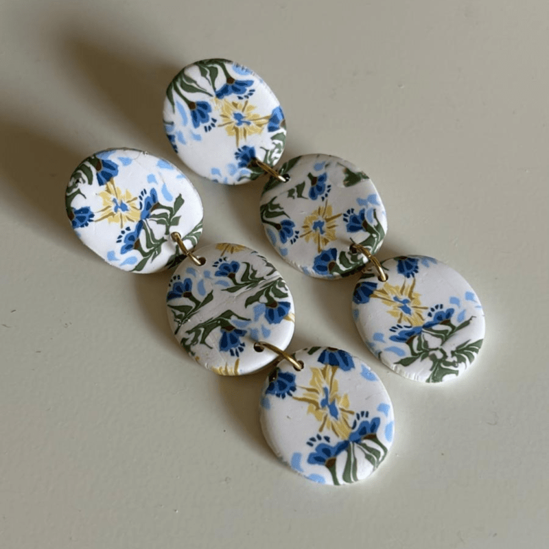 Pendientes Dionisio - estampado flor mediterránea