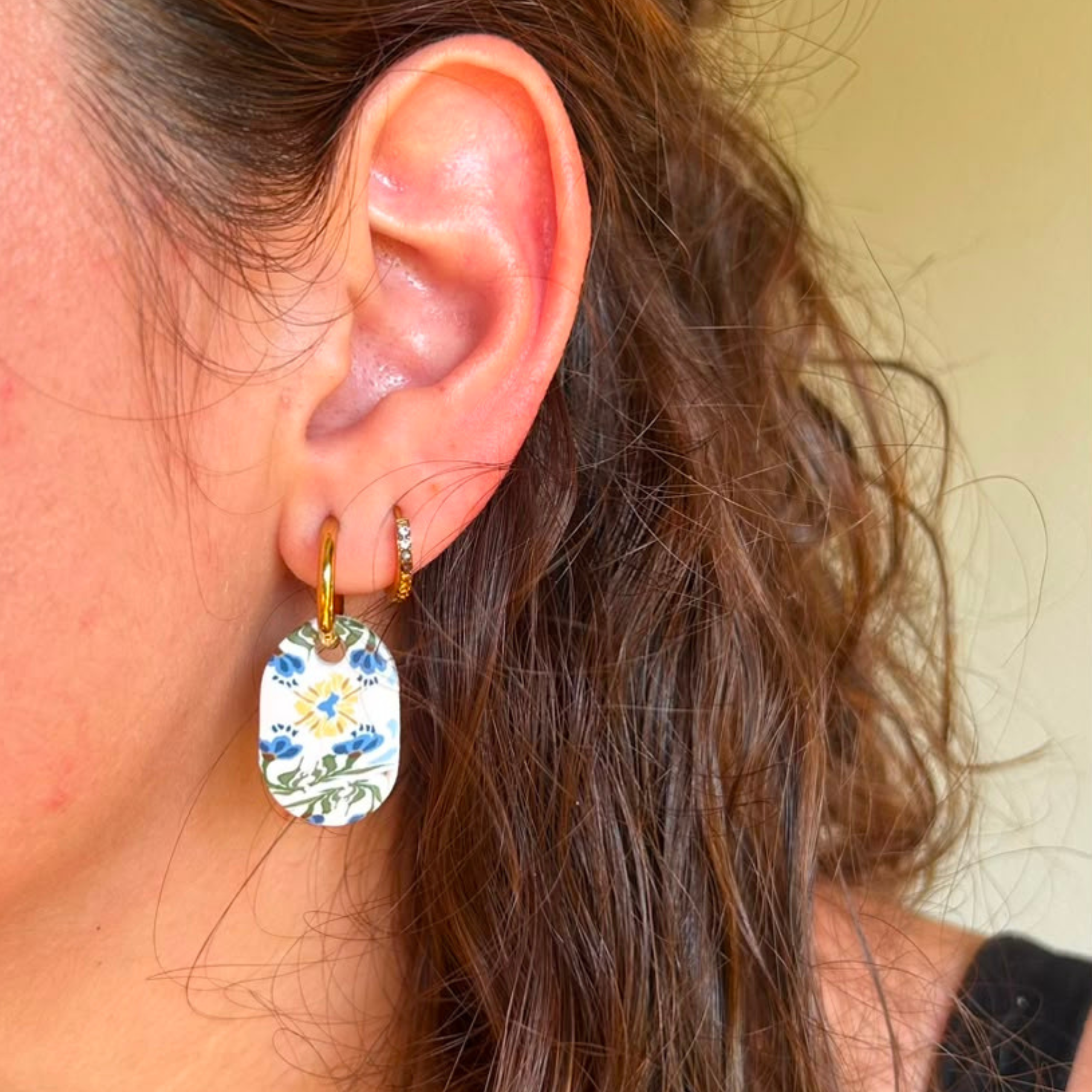 Pendientes Musa - estampado flor mediterránea - Imagen 4
